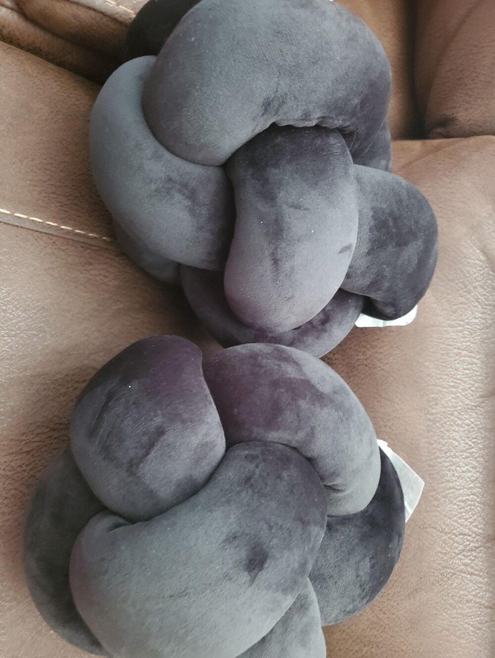 Room Essentials (dark black) Plush Knotted Accent Toss Pillows (lighting gray)